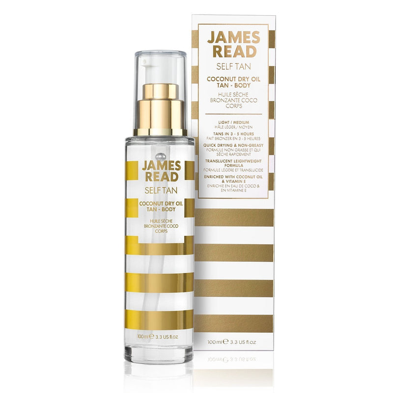 JAMES READ Coconut Dry Oil Tan Face & Body 100ml Gradual Tan All Over Natural Golden Glow Bronzer Self Tan Rapid Drying Formula Long Lasting Develops Overnight For all Skin Tones - NewNest Australia