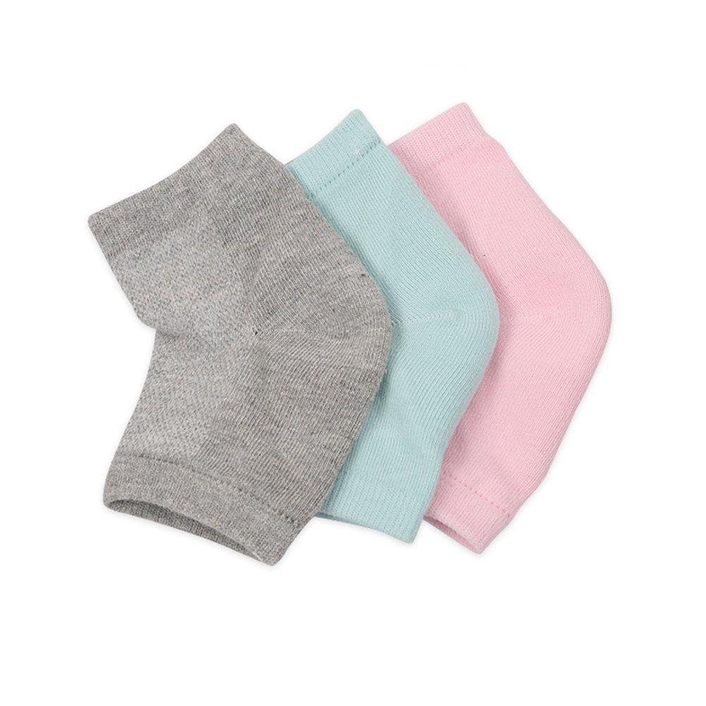 FRCOLOR Vented Moisturizing Gel Heel Sleeves for Dry Hard Cracked Skin Moisturizing Socks 3 Pairs Light Green, Pink and Grey - NewNest Australia