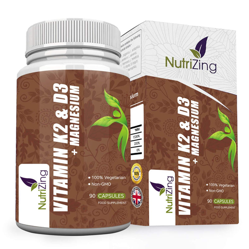 Vitamins D3 K2 Capsules - 3000IU Vitamin D3, 150mcg Vit K2 (MK-7) - Made in UK by NutriZing - Supports Maintenance of Immune System & Contributes to Normal Bones - NewNest Australia