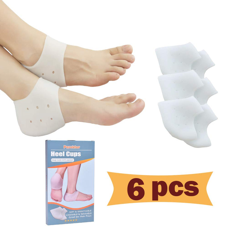 Heel Cups, Heel Sleeves, Plantar Fasciitis Inserts, Gel Heel Pads Cushion, New Material (3 Pairs) Great for Heel Pain, Dry Cracked Heels, Achilles Tendinitis, for Men & Women. White - NewNest Australia