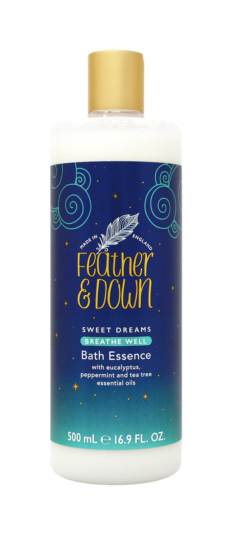 Feather & Down Sweet Dreams Breath Well Bath Essence (500ml) - Blended with Eucalyptus, Peppermint & Tea Tree Essential Oils to Prepare You for a restful Night's Sleep. Vegan Friendly & Cruelty Free. - NewNest Australia