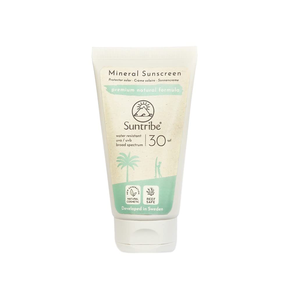 Suntribe All Natural Mineral Body & Face Sunscreen SPF 30 - Mineral UV-Filter (Zinc Oxide) - Reef Safe & Organic - Water Resistant - Tinted to Blend in Better (60 ml) 60 ml (Pack of 1) - NewNest Australia