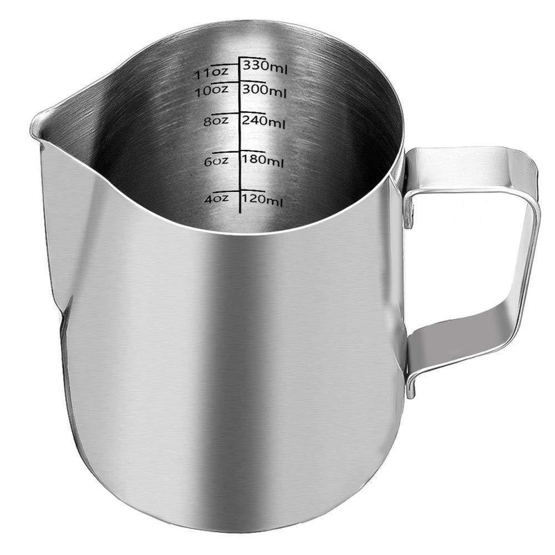 Yishik Barista Milk Jug for Coffee Machine Use,350ml Small Stainless Steel Milk Frothing Pitcher Suitable for Coffee, Latte & Cappuccino- Steady Pour Lip & Embossed Scale 12oz (350ml) - NewNest Australia