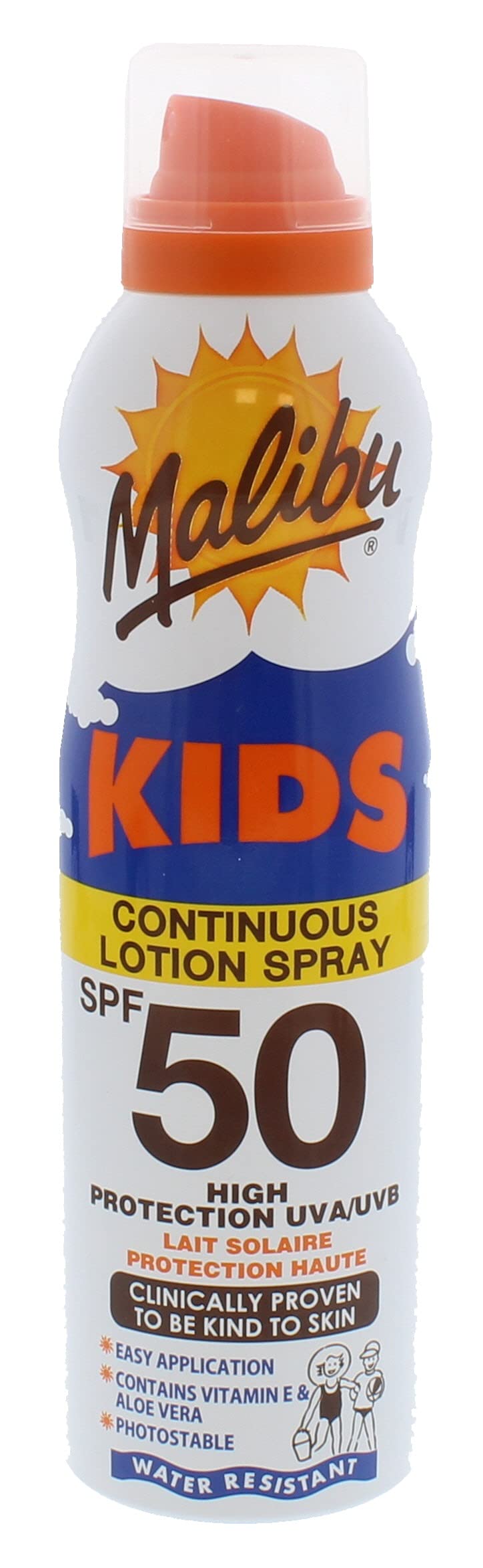 Malibu Kids High Protection Water Resistant SPF 50 Sun-Screen Continuous Lotion Spray, 175ml - NewNest Australia