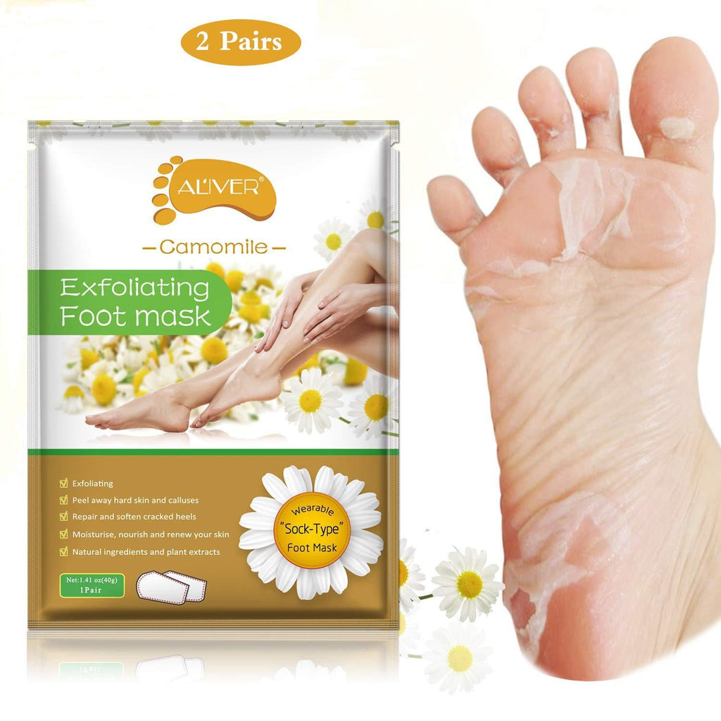 2 Pairs Exfoliant Foot Peel Mask for Soft Feet in 3-7 Days, Exfoliating Booties for Peeling Off Calluses & Dead Skin, Baby Your feet, for Men & Women (Chamomile) - NewNest Australia