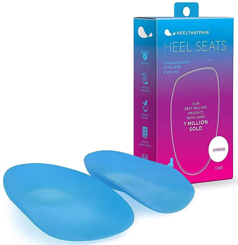 Heel That Pain Plantar Fasciitis Insoles | Heel Seats Foot Orthotic Inserts, Heel Cups for Heel Pain and Spurs | Patented, Clinically Proven, 100% Guaranteed (Light Blue Hybrid, Medium) Light Blue Rubber/Gel Hybrid M (Pack of 1) - NewNest Australia