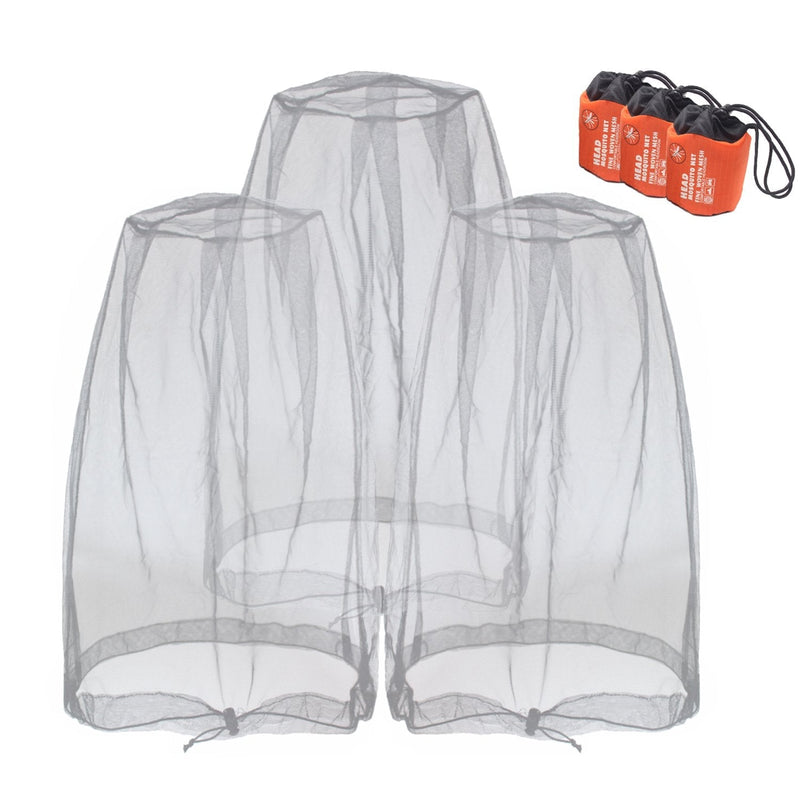 Mosquito Head Nets Gnat Repellant Head Netting for No See Ums Insects Bugs Gnats Biting Midges from Any Outdoor Activities, Works over Most Hats Comes with Free Stock Pouches (3pcs, Grey) - NewNest Australia