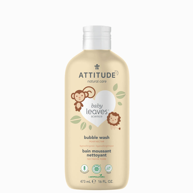 ATTITUDE 2-in-1 Bubble Wash, Hair Shampoo and Body Soap for Baby, Plant and Mineral-Based Formula, EWG Verified Vegan Beauty and Personal Care Products, Pear Nectar, 473 mL - NewNest Australia