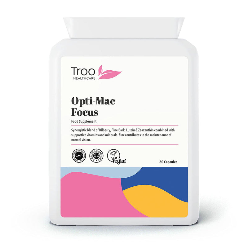 Opti-Mac Focus Eye Support 60 Capsules – Advanced Macular and Vision Support with Zeaxanthin , Lutein , Bilberry & Pine Bark - 1 Per Day Daily Supplement - 2 Months Supply – UK Manufactured - NewNest Australia