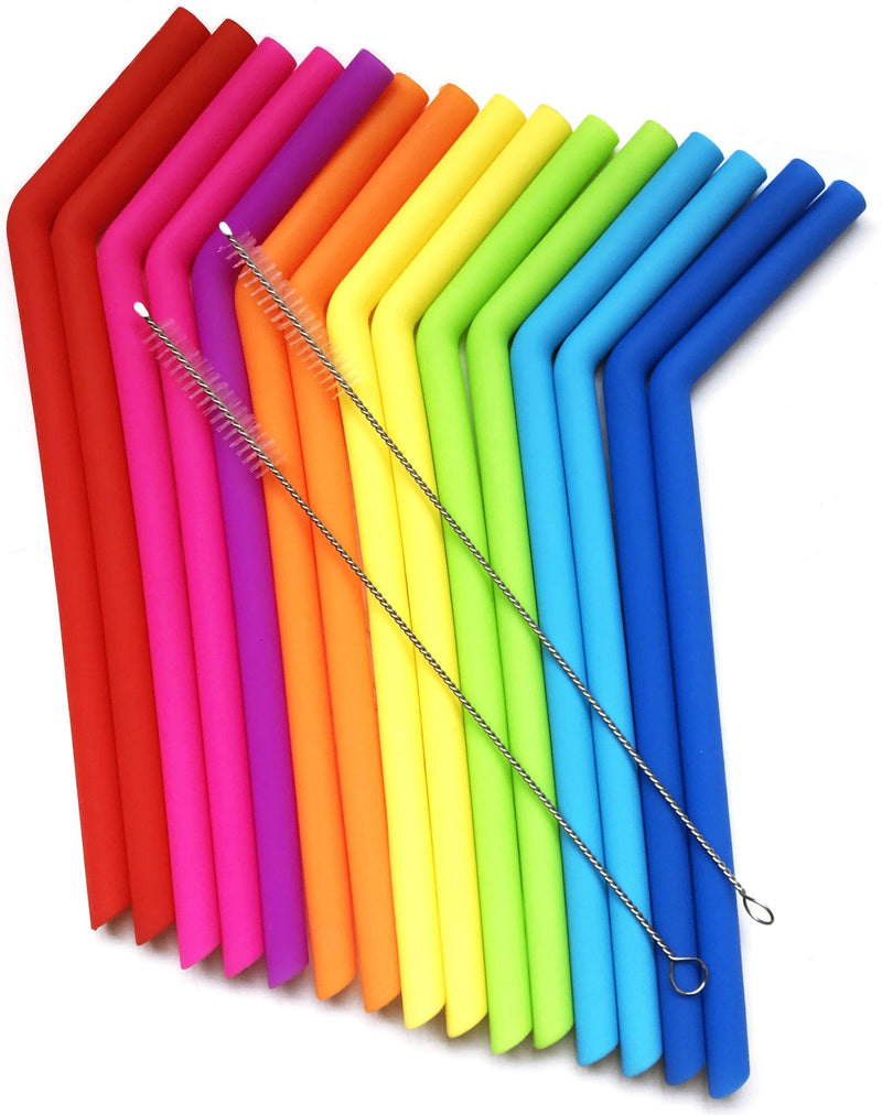 15 FITS All TUMBLERS Straws - Reusable Silicone Straws for 30 and 20 oz Yeti - Flexible Easy to Clean + 2 Cleaning Brushes - BPA Free, No Rubber Taste Drinking - Best Value for Money Pack - NewNest Australia