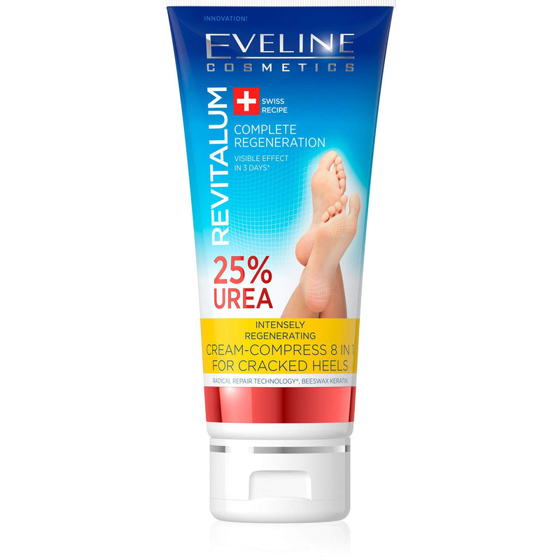 Eveline Cosmetics Revitalum Cream-compress for Cracked Heels 8 in 1 | 75 ML | Moisturising Foot Cream for Cracked Heels Treatment | 25% UREA | Fast-absorbing Formula | Refreshing Mint Extract - NewNest Australia