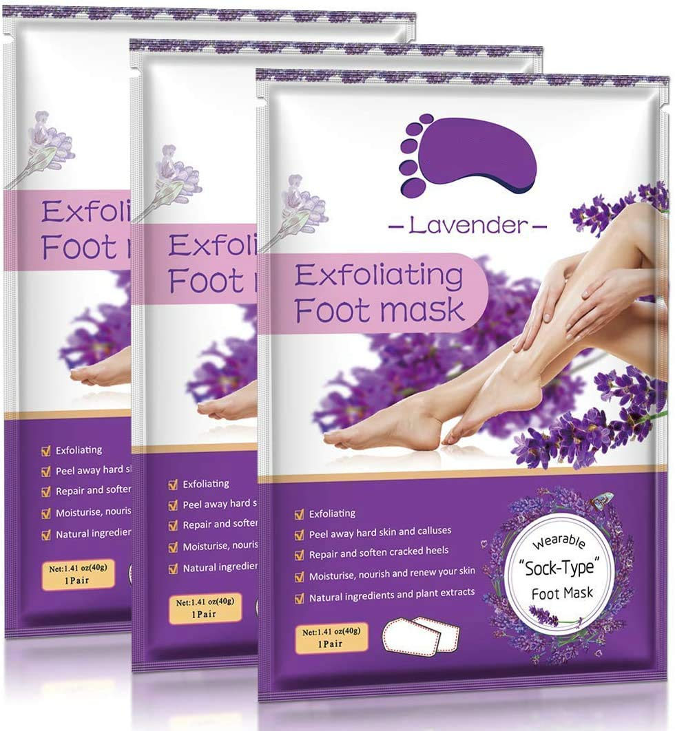 3 Pairs Foot Peel Mask, Exfoliating Foot Mask Remove Calluses & Dead Skin Cells, Peel second day, Completely within 4-7 days (lavender) (3 PCS) - NewNest Australia