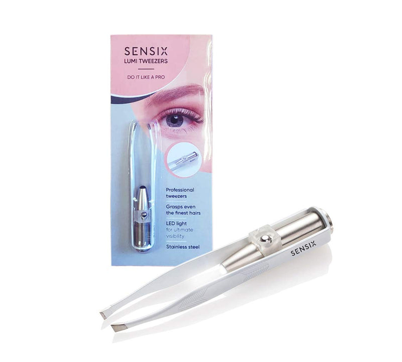 Sensica Tweezers with Led Light - Professional Precision Stainless-Steel Slant Tip Tweezers for Daily Grooming of Eyebrows, Nose Hairs, Upper Lip and More - Perfectly Aligned for Easy Accurate Use - NewNest Australia