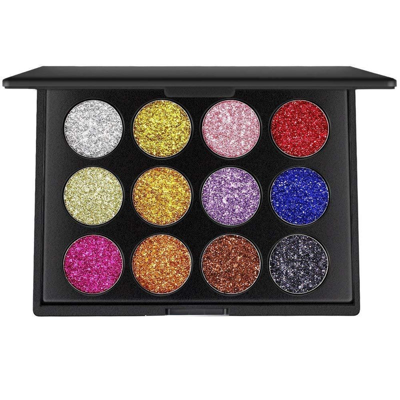 12 Colors Glitter Powder Makeup Palette Professional Long Lasting Shimmer Eyeshadow Palette Mineral Pressed Glitter - NewNest Australia