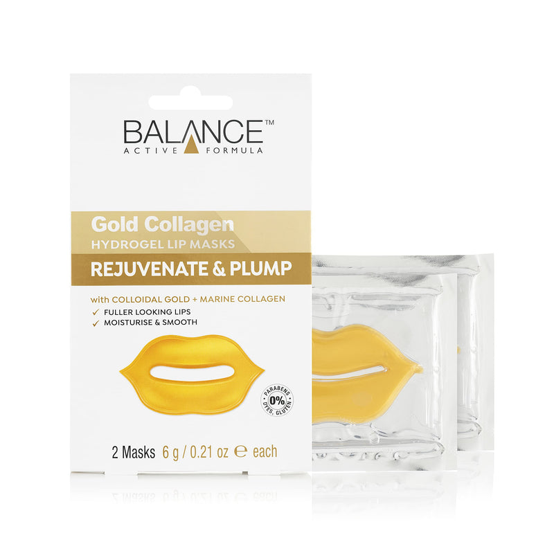 Balance Active Formula Gold + Marine Collagen Hydrogel Lip Masks (Includes 2 Masks) - Fuller looking lips. Moisturise & Smooth. Cruelty Free. - NewNest Australia