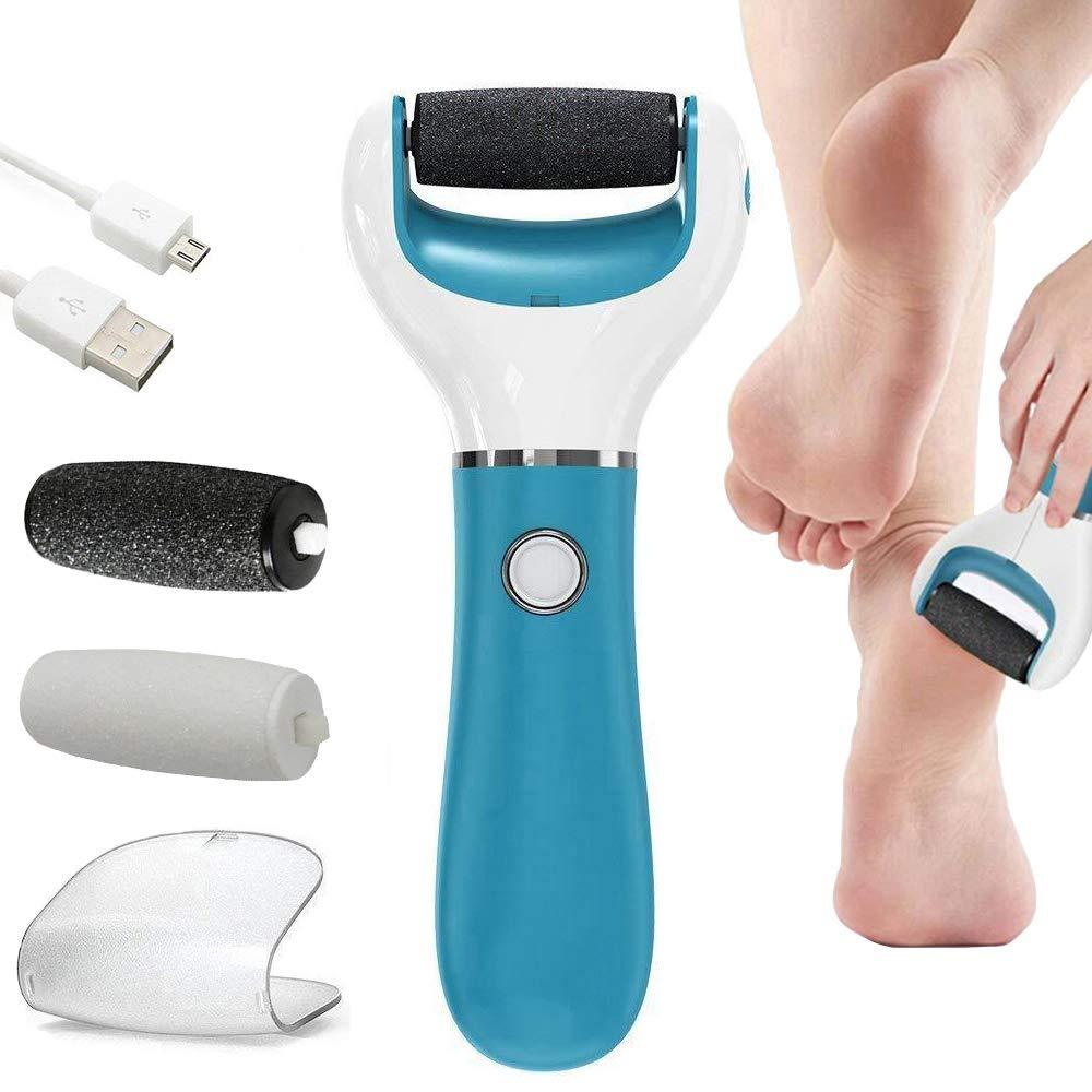 BOMPOW Electronic Foot File, Hard Skin Remover, Pedicure Tool with 2 Roller and Rechargeable Callus Foot Care Tool for Dry Dead and Cracked Feet, Blue - NewNest Australia