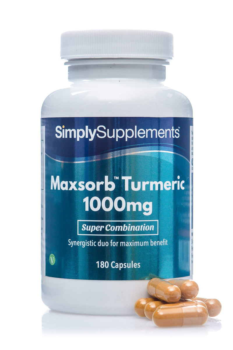 Turmeric 1000mg Maxsorb Curcumin 180 Capsules | Black Pepper Extract Bioperine® for Maximum Support | Vegan & Vegetarian Friendly | Natural Digestive Aid | Manufactured in The UK - NewNest Australia