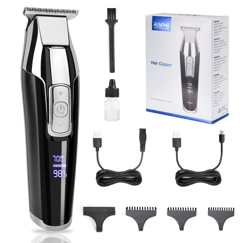 RENPHO Hair Clippers for Men Cordless Beard Trimmer Professional Hair Cutting kit,USB Rechargeable Hair Trimmer for Men and Kids with LED Display, T-Blade Detailer Trimmer for Lining and Artwork 0.2MM - NewNest Australia