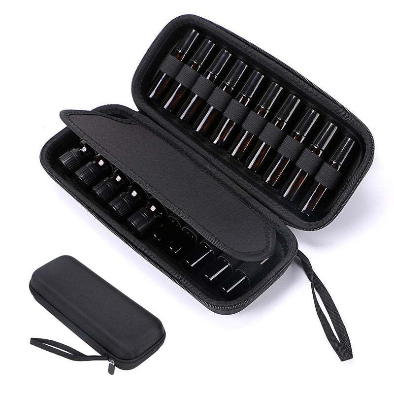 BTSKY 20 Bottles EVA Essential Oil Case, Can Hold 10ml, 10ml Rollers, 5ml - Durable Waterproof Hard Shell Essential Oils Carrying Bag Nail Polish Storage Organizer, Black(Essential Oil not Included) - NewNest Australia
