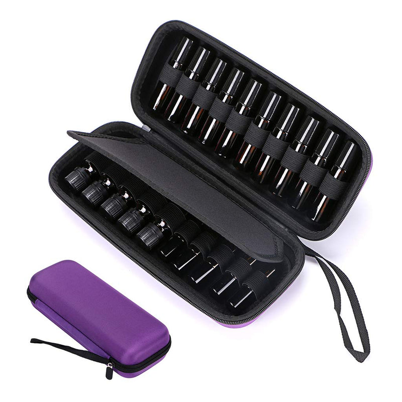 BTSKY 20 Bottles EVA Essential Oil Case, Can Hold 10ml, 10ml Rollers & 5ml - Durable Waterproof Hard Shell Essential Oils Carrying Case Nail Polish Storage Organizer, Purple (No Essential Oils) - NewNest Australia