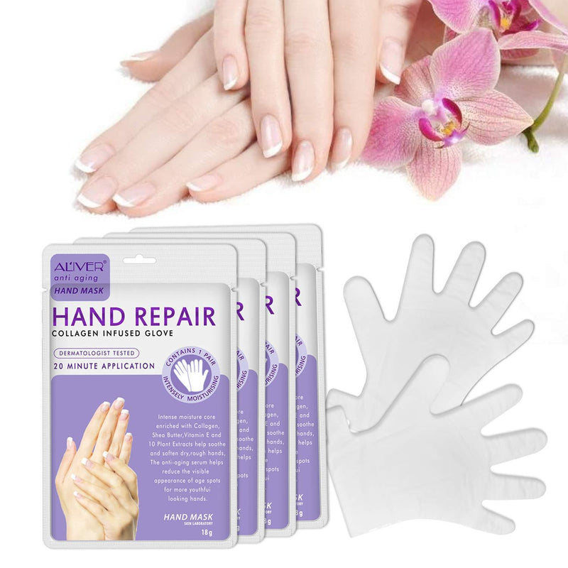 Hands Moisturizing Gloves Hand Skin Repair Renew Mask w/Infused Collagen, Serum + Vitamins + Natural Plant Extracts for Dry, Aging, Cracked Hands Intense Skin Nutrition Hand Cream Mask - NewNest Australia