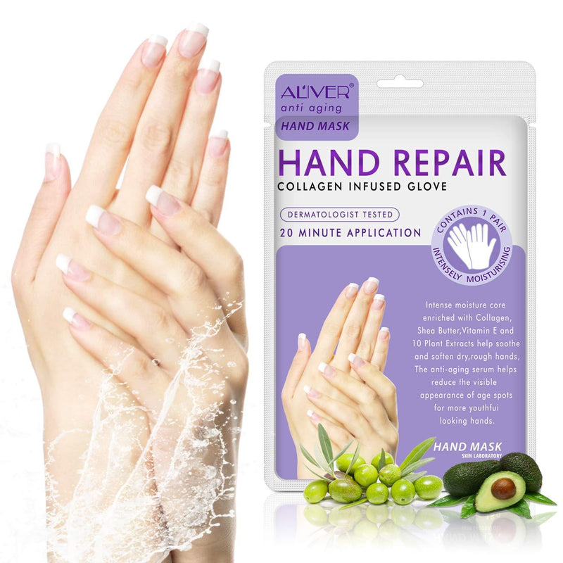 3 Pairs Hands Moisturizing Gloves, Hand Skin Repair Renew Mask w/Infused Collagen, Serum Vitamins Natural Plant Extracts for Dry, Aging, Cracked Hands Intense Skin Nutrition Hand Cream - NewNest Australia