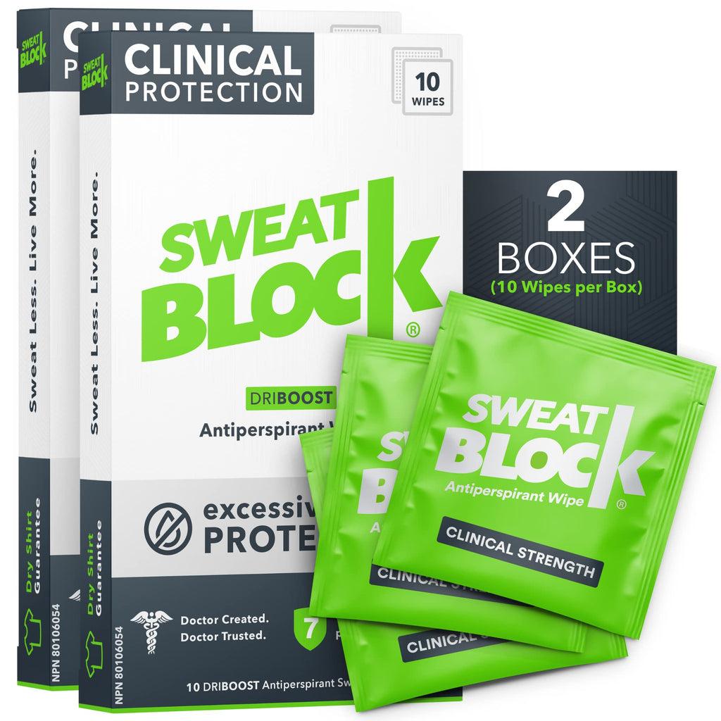 SweatBlock Antiperspirant (2 Box Deal) - Clinical Strength Hyperhidrosis Antiperspirant - Reduce Underarm Sweat Up To 7-days per Use - Prescription Strength Sweat Wipe to Stop Excessive Sweating - NewNest Australia