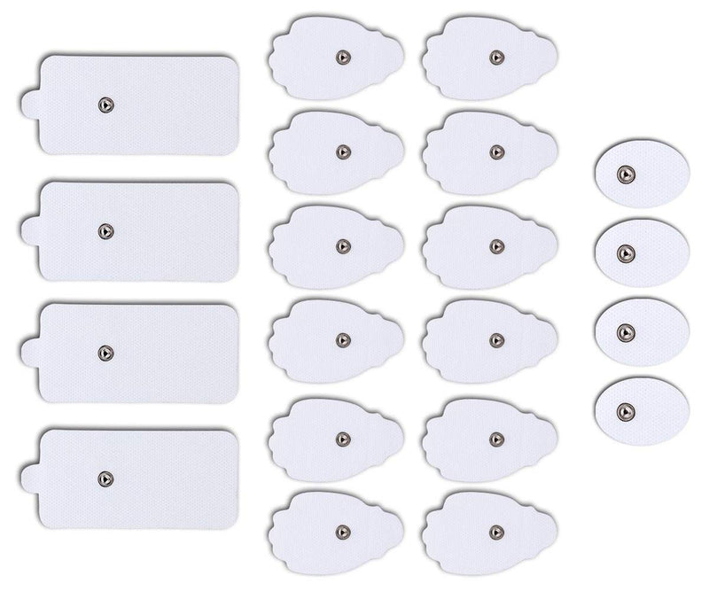 QUILLE TENS Electrodes - 20 TENS Unit Pads Electrode Pads Reusable Self-Adhesive Replacement Massage Pads (Snap on) - TENS/EMS Electronic Pulse Massager - NewNest Australia