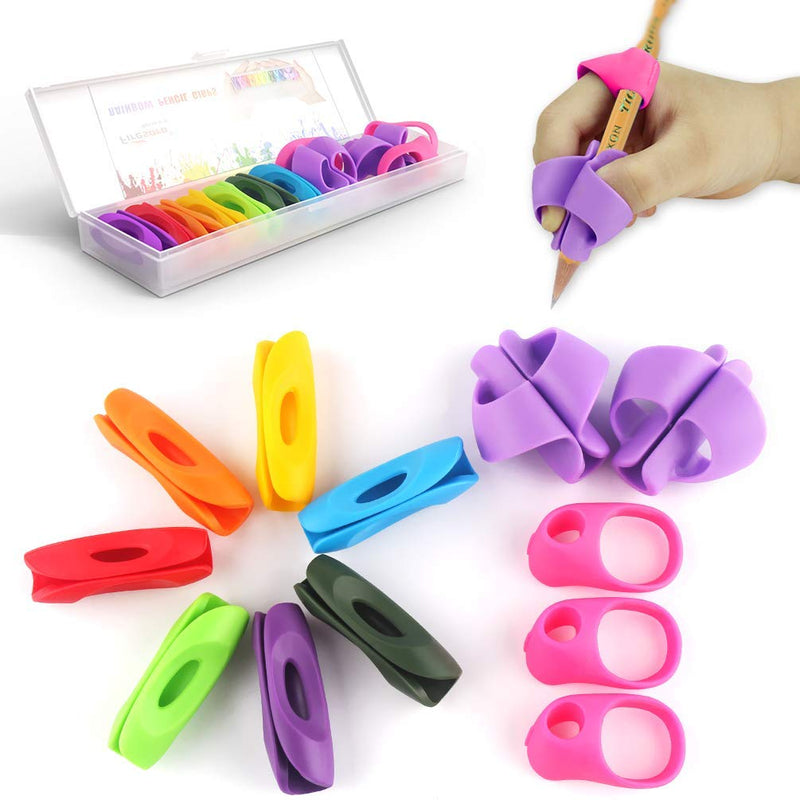 Pencil Grips, Firesara Ergonomic Rainbow Pencil Grips for Kids Handwriting,Pencil Grip Posture Correction Training Writing Aids for Adults Kids Preschoolers Students Special Needs(12PCS) 12pcs rainbow - NewNest Australia