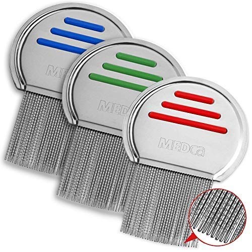 Lice Comb - (Pack of 3) Head Lice Treatment that's Individually Package to Prevent Contamination Professional Stainless Steel Louse and Nit Combs Removes Eggs with Rounded Tips for Comfort - NewNest Australia