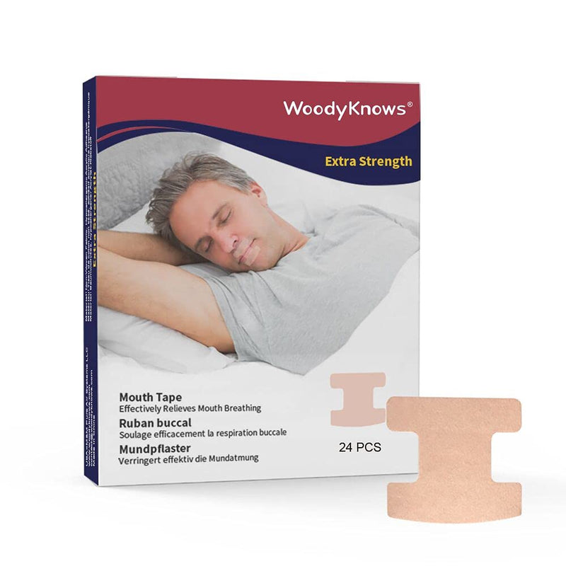 WoodyKnows Mouth Tape, Anti Snoring Mouth Strips for deep Sleep, Develop The Habit of Nasal Breathing, Maintain Natural Face Shape (Extra Strength, Newly Launched, 24 Pieces) Extra Strength (Newly Launched) 24 Pieces - NewNest Australia