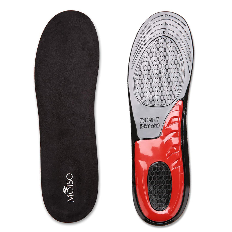 MOISO GEL Sports Work Comfort Trimmable Insoles for Shock Absorption, Inserts for Running Shoes Work Boots Trainers, Relieve Foot Pain for Men & Women, Black 9-11.5 UK Women / 8.5-12 UK Men - NewNest Australia