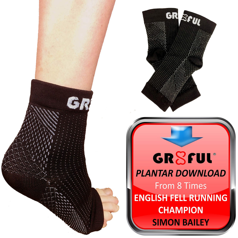 gr8ful® Plantar Fasciitis Socks | Support Sleeves with 24/7 Compression & Treatment for Foot Arch, Heel, Fascia & Achilles Tendonitis, Men/Women, Pain Relief Night Splint Sock | 1 pair | Black S/M S/M (Pack of 2) - NewNest Australia
