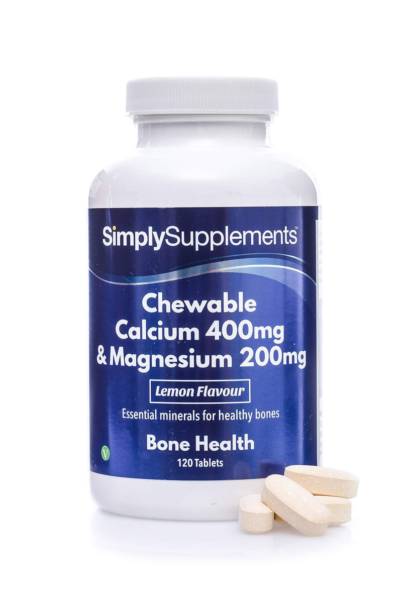 Chewable Calcium & Magnesium Tablets (120 Tablets) | Delicious Lemon Flavour | Vegan & Vegetarian Friendly | Crucial Nutrients for Bones & Muscles | Optimal 2:1 Ratio - NewNest Australia