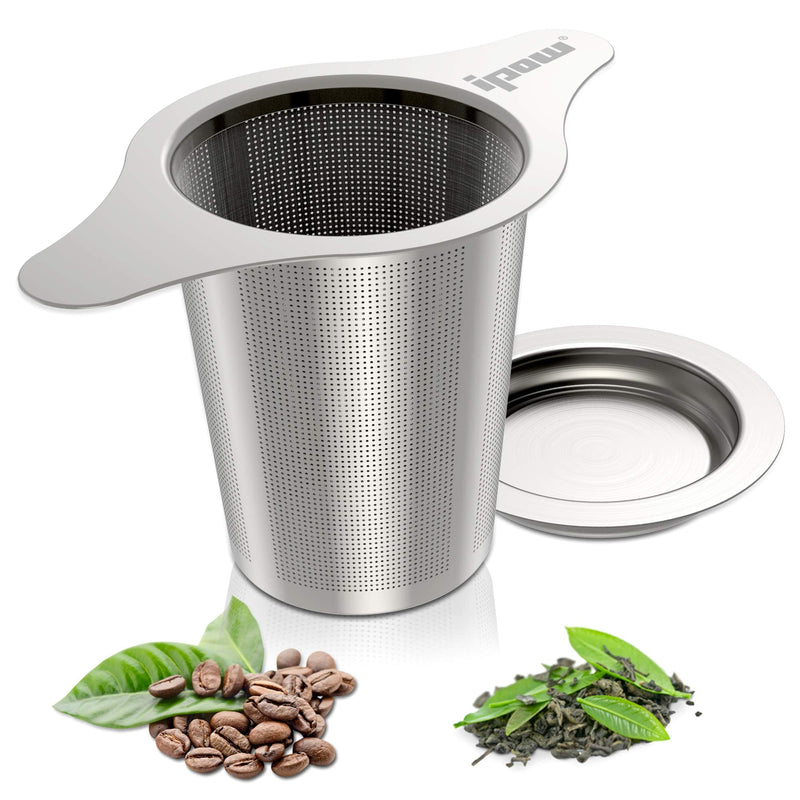 Ipow Updated Extra Fine Mesh Tea Coffee Infuser, 18/8 Stainless Steel Tea Strainer with Lid and Two Handles for Mugs, Teapots, Cups - NewNest Australia