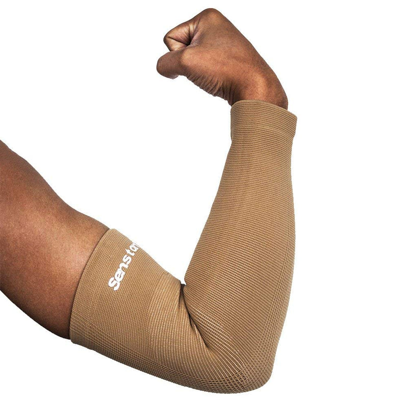 Senston Arm Support - Compression Arm Sleeve for Tendonitis and Arthritis - All Sports for Men/Women/Youth Compression, Breathable, Sweat Absorbent S Beige - NewNest Australia