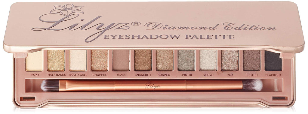 Lilyz Miss Glam Diamond Edition 12 Colour Eyeshadow Palette with Double Ended Flawless Brush - NewNest Australia