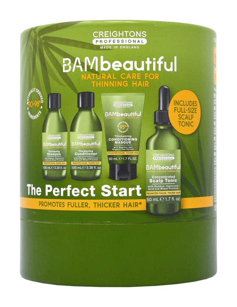 BAMbeautiful Perfect Start Set (Thickening Shampoo, Conditioner, Scalp Tonic & Conditioning Masque) - Natural Care for Thinning Hair, Promotes Fuller, Thicker Hair. - NewNest Australia