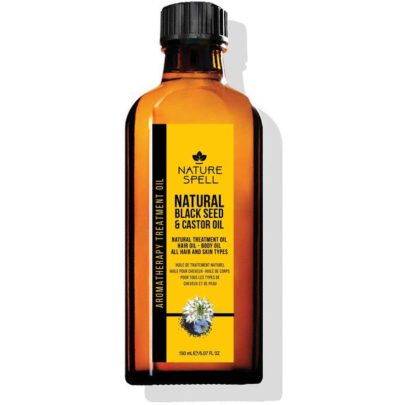 Nature Spell Black Seed & Castor Oil for Hair & Skin 150 ml – Pure and Natural Black Seed Oil and Castor Oil for Dry Hair - Body Oil to Purify the Skin and Treat Dry Skin – Made in the UK - NewNest Australia