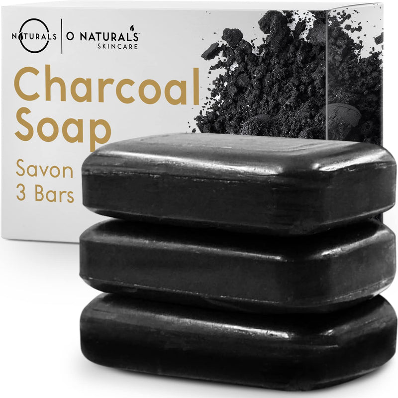 O Naturals Activated Charcoal Black Soap - Organic Soap Bar with Therapeutic Essential Oils Vegan Body Soap Face & Hand Soap 100% Natural Charcoal Face Wash Detoxifying Cleansing Shea Butter - NewNest Australia