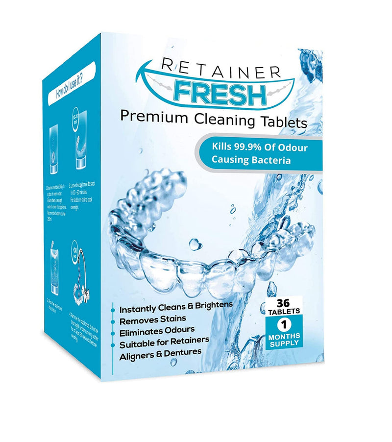 Retainer Cleaning Tablets - 36 Tablets 1 Months Supply Retainer Fresh, Brite, and Stain-Free - Retainer Cleaner Tablet, Invisalign, Mouth Guard, Dentures, Aligners 36 Count (Pack of 1) - NewNest Australia