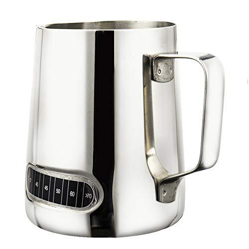 Milk Jug Frothing Pitcher with Thermometer Stainless Steel Temp Control Texturing Pot for Coffee Cappuccino Espresso Latte 600ml - NewNest Australia