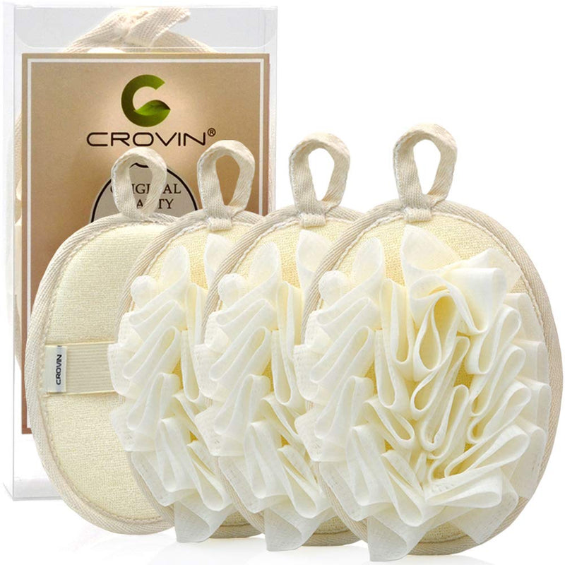 Crovin Bath Shower Pouf Sponge - 4 Packs Exfoliating Mesh Pouf Sponge-Large 5x7 Premium Loofah Shower Scrubber for Men and Women-Elastic Hand Strap Body Brush to Soothe, Cleanse Your Skin - NewNest Australia
