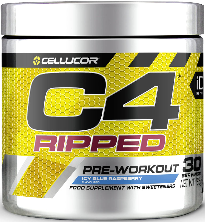 C4 Ripped Pre Workout Powder ICY Blue Raspberry | Preworkout Energy Drink Supplement | 150mg Caffeine + Beta Alanine + Green Coffee Bean Extract for Men and Women | 30 Servings - NewNest Australia