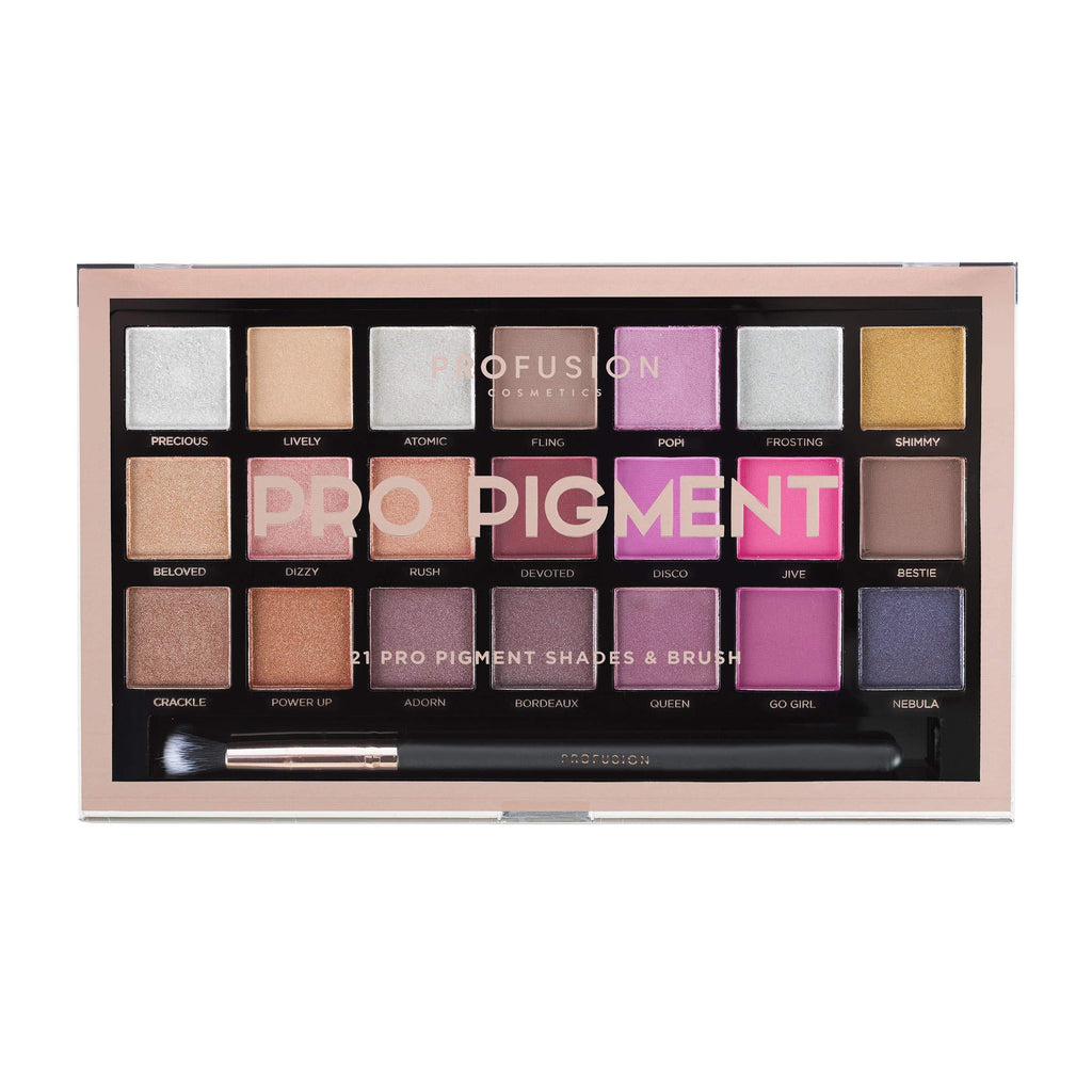 Profusion Cosmetics 21 Shade Eyeshadow Palette Collection & Brush, Pro Pigments - NewNest Australia