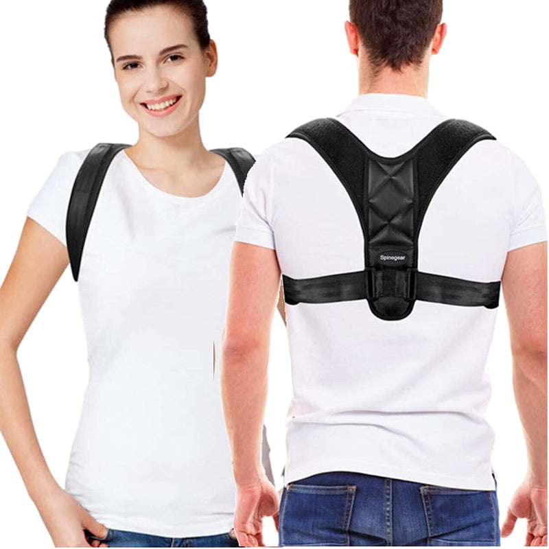 Posture corrector Back brace for Men Women Spine straightener Upper body alignment pain relief Hunchback Correction Clavicle Support for Back Neck & Shoulder (Black) Black M - NewNest Australia