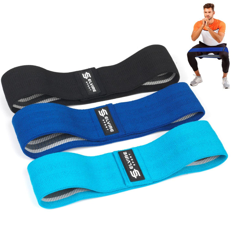 ELVIRE Fabric Resistance Bands for Working Out | Exercise Bands Resistance Bands Set of 3 | Booty Bands for Women Workout Bands Resistance Loops | Leg Bands for Working Out Glute Bands, Squat Bands Short Blue & Black - NewNest Australia