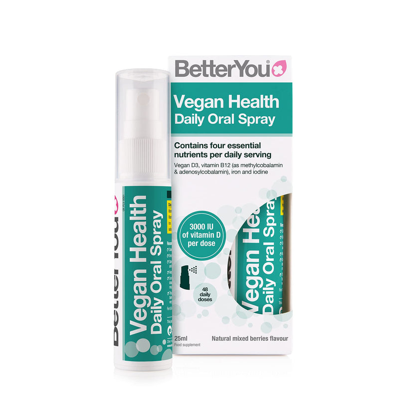 Better You Vegan Health Daily Oral Spray |3000 IU (75UG) of Vitamin D | Contains Vitamin D, Vitamin B12, Iron and Iodine | 25ml | Natural Mixed Berries Flavour - NewNest Australia