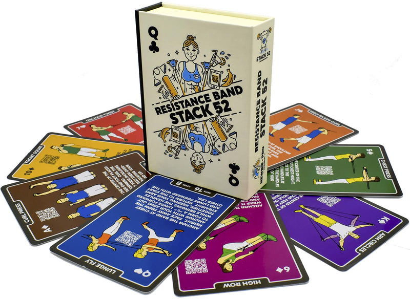 Stack 52 Resistance Band Exercise Cards. Exercise Band Workout Playing Card Game. Video Instructions Included. Home Fitness Training Program for Elastic Rubber Stretch Band Sets. Updated Deck - NewNest Australia