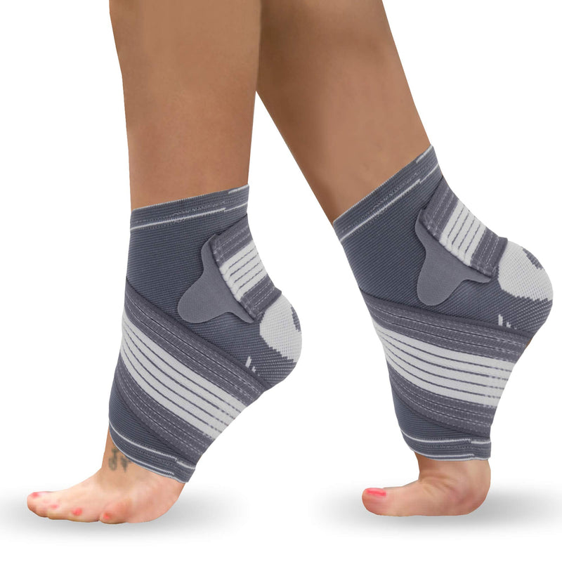 Ankle Support Brace - Adjustable Foot Compression Sleeve Strap Socks | for Arthritis, Achilles Tendonitis, Sprained Heel Lift, Ligament Damage, Arch Supports | Sports Running for Men Women (Small) S (Pack of 2) - NewNest Australia